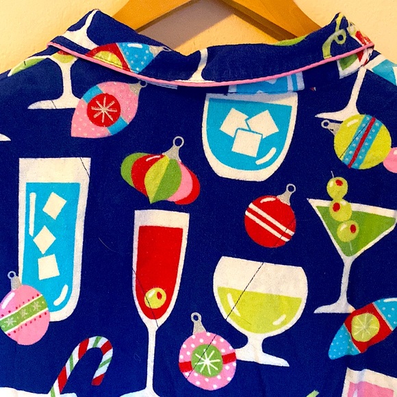 Nick & Nora cotton flannel holiday cocktails sleep shirt XL - Picture 9 of 9